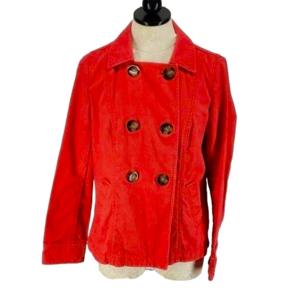 Old Navy Salmon Red ButtonUp medium Peacoat jacket